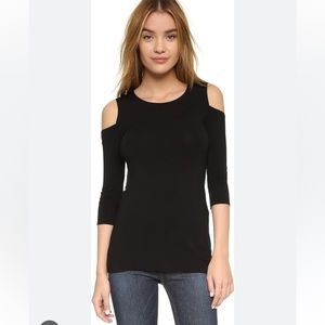 Bailey 44 Black Cold Shoulder Mahale Top 3/4 Length Sleeve XS NEW